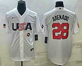 Men's USA Baseball #28 Nolan Arenado Number 2023 White World Baseball Classic Replica Stitched Jersey1,baseball caps,new era cap wholesale,wholesale hats