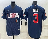 Men's USA Baseball #3 Mookie Betts 2023 Navy World Baseball Classic Stitched Jersey,baseball caps,new era cap wholesale,wholesale hats