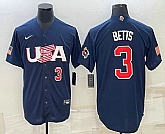Men's USA Baseball #3 Mookie Betts Number 2023 Navy World Baseball Classic Stitched Jerseys,baseball caps,new era cap wholesale,wholesale hats