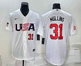 Men's USA Baseball #31 Cedric Mullins Number 2023 White World Classic Stitched Jersey,baseball caps,new era cap wholesale,wholesale hats