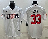 Men's USA Baseball #33 Lance Lynn 2023 White World Baseball Classic Stitched Jersey,baseball caps,new era cap wholesale,wholesale hats