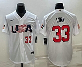 Men's USA Baseball #33 Lance Lynn Number 2023 White World Baseball Classic Stitched Jersey,baseball caps,new era cap wholesale,wholesale hats