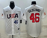 Men's USA Baseball #46 Paul Goldschmidt Number 2023 White World Baseball Classic Stitched Jersey,baseball caps,new era cap wholesale,wholesale hats