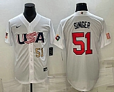 Men's USA Baseball #51 Brady Singer Number 2023 White World Baseball Classic Stitched Jerseys,baseball caps,new era cap wholesale,wholesale hats