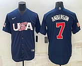 Men's USA Baseball #7 Tim Anderson 2023 Navy World Baseball Classic Stitched Jersey,baseball caps,new era cap wholesale,wholesale hats