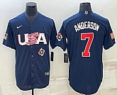 Men's USA Baseball #7 Tim Anderson 2023 Navy World Baseball Classic Stitched Jerseys,baseball caps,new era cap wholesale,wholesale hats