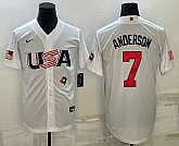 Men's USA Baseball #7 Tim Anderson 2023 White World Baseball Classic Stitched Jersey,baseball caps,new era cap wholesale,wholesale hats
