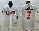 Men's USA Baseball #7 Tim Anderson 2023 White World Baseball Classic Stitched Jerseys,baseball caps,new era cap wholesale,wholesale hats