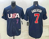Men's USA Baseball #7 Tim Anderson Number 2023 Navy World Baseball Classic Stitched Jersey,baseball caps,new era cap wholesale,wholesale hats