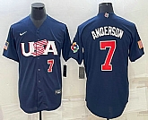 Men's USA Baseball #7 Tim Anderson Number 2023 Navy World Baseball Classic Stitched Jerseys,baseball caps,new era cap wholesale,wholesale hats