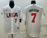 Men's USA Baseball #7 Tim Anderson Number 2023 White World Baseball Classic Stitched Jersey,baseball caps,new era cap wholesale,wholesale hats