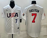 Men's USA Baseball #7 Tim Anderson Number 2023 White World Baseball Classic Stitched Jerseys,baseball caps,new era cap wholesale,wholesale hats