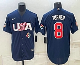 Men's USA Baseball #8 Trea Turner 2023 Navy World Baseball Classic Stitched Jersey,baseball caps,new era cap wholesale,wholesale hats