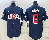 Men's USA Baseball #8 Trea Turner 2023 Navy World Baseball Classic Stitched Jerseys,baseball caps,new era cap wholesale,wholesale hats