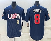 Men's USA Baseball #8 Trea Turner Number 2023 Navy World Baseball Classic Stitched Jersey,baseball caps,new era cap wholesale,wholesale hats