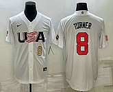 Men's USA Baseball #8 Trea Turner Number 2023 White World Baseball Classic Stitched Jerseys,baseball caps,new era cap wholesale,wholesale hats