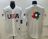 Men's USA Baseball 2023 White World Baseball Big Logo With Patch Classic Replica Stitched Jerseys,baseball caps,new era cap wholesale,wholesale hats