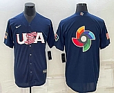 Men's USA Baseball Blank 2023 Navy World Baseball Big Logo Classic Stitched Jerseys,baseball caps,new era cap wholesale,wholesale hats