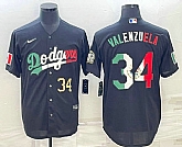 Mens Los Angeles Dodgers #34 Fernando Valenzuela Number Mexico Black Cool Base Stitched Baseball Jersey,baseball caps,new era cap wholesale,wholesale hats