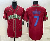 Mens Mexico Baseball #7 Julio Urias 2023 Red Blue World Baseball Classic Stitched Jersey,baseball caps,new era cap wholesale,wholesale hats