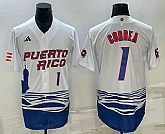 Mens Puerto Rico Baseball #1 Carlos Correa Number White 2023 World Baseball Classic Stitched Jersey,baseball caps,new era cap wholesale,wholesale hats