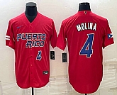 Mens Puerto Rico Baseball #4 Yadier Molina Number 2023 Red World Baseball Classic Stitched Jersey,baseball caps,new era cap wholesale,wholesale hats