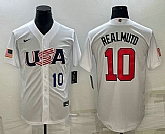 Mens USA Baseball #10 JT Realmuto Number 2023 White World Baseball Classic Stitched Jersey,baseball caps,new era cap wholesale,wholesale hats