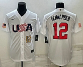 Mens USA Baseball #12 Kyle Schwarber Number 2023 White World Baseball Classic Stitched Jersey,baseball caps,new era cap wholesale,wholesale hats