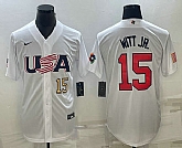 Mens USA Baseball #15 Bobby Witt Jr Number 2023 White World Baseball Classic Replica Stitched Jersey,baseball caps,new era cap wholesale,wholesale hats