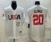 Mens USA Baseball #20 Pete Alonso Number 2023 White World Baseball Classic Stitched Jersey,baseball caps,new era cap wholesale,wholesale hats