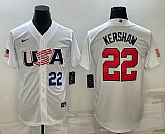 Mens USA Baseball #22 Clayton Kershaw Number 2023 White World Baseball Classic Stitched Jersey,baseball caps,new era cap wholesale,wholesale hats