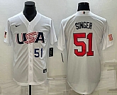 Mens USA Baseball #51 Brady Singer Number 2023 White World Baseball Classic Stitched Jersey,baseball caps,new era cap wholesale,wholesale hats