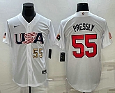Mens USA Baseball #55 Ryan Pressly Number 2023 White World Baseball Classic Stitched Jersey,baseball caps,new era cap wholesale,wholesale hats