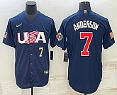 Mens USA Baseball #7 Tim Anderson Number 2023 Navy World Baseball Classic Stitched Jersey,baseball caps,new era cap wholesale,wholesale hats