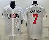 Mens USA Baseball #7 Tim Anderson Number 2023 White World Baseball Classic Stitched Jersey,baseball caps,new era cap wholesale,wholesale hats