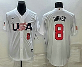 Mens USA Baseball #8 Trea Turner Number 2023 White World Baseball Classic Stitched Jersey,baseball caps,new era cap wholesale,wholesale hats