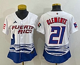 Women's Puerto Rico Baseball #21 Roberto Clemente 2023 White World Classic Stitched Jerseys,baseball caps,new era cap wholesale,wholesale hats