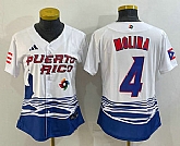 Women's Puerto Rico Baseball #4 Yadier Molina 2023 Red World Classic Stitched Jersey,baseball caps,new era cap wholesale,wholesale hats