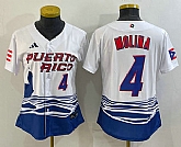 Women's Puerto Rico Baseball #4 Yadier Molina Number 2023 Red World Classic Stitched Jerseys,baseball caps,new era cap wholesale,wholesale hats