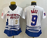 Women's Puerto Rico Baseball #9 Javier Baez Number White 2023 World Baseball Classic Stitched Jerseys,baseball caps,new era cap wholesale,wholesale hats
