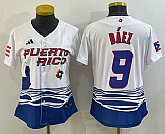 Women's Puerto Rico Baseball #9 Javier Baez White 2023 World Baseball Classic Stitched Jerseys,baseball caps,new era cap wholesale,wholesale hats