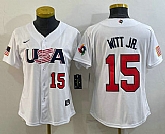 Women's USA Baseball #15 Bobby Witt Jr Number 2023 White World Classic Replica Stitched Jersey,baseball caps,new era cap wholesale,wholesale hats