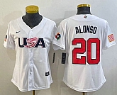 Women's USA Baseball #20 Pete Alonso 2023 White World Classic Stitched Jersey,baseball caps,new era cap wholesale,wholesale hats
