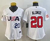 Women's USA Baseball #20 Pete Alonso Number 2023 White World Classic Stitched Jersey,baseball caps,new era cap wholesale,wholesale hats