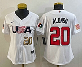 Women's USA Baseball #20 Pete Alonso Number 2023 White World Classic Stitched Jerseys,baseball caps,new era cap wholesale,wholesale hats