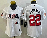 Women's USA Baseball #22 Clayton Kershaw 2023 White World Classic Stitched Jerseys,baseball caps,new era cap wholesale,wholesale hats