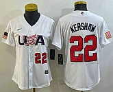 Women's USA Baseball #22 Clayton Kershaw Number 2023 White World Classic Stitched Jerseys,baseball caps,new era cap wholesale,wholesale hats