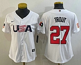 Women's USA Baseball #27 Mike Trout 2023 White World Classic Replica Stitched Jerseys,baseball caps,new era cap wholesale,wholesale hats