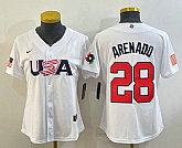 Women's USA Baseball #28 Nolan Arenado 2023 White World Classic Replica Stitched Jerseys,baseball caps,new era cap wholesale,wholesale hats