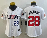 Women's USA Baseball #28 Nolan Arenado Number 2023 White World Classic Replica Stitched Jerseys,baseball caps,new era cap wholesale,wholesale hats